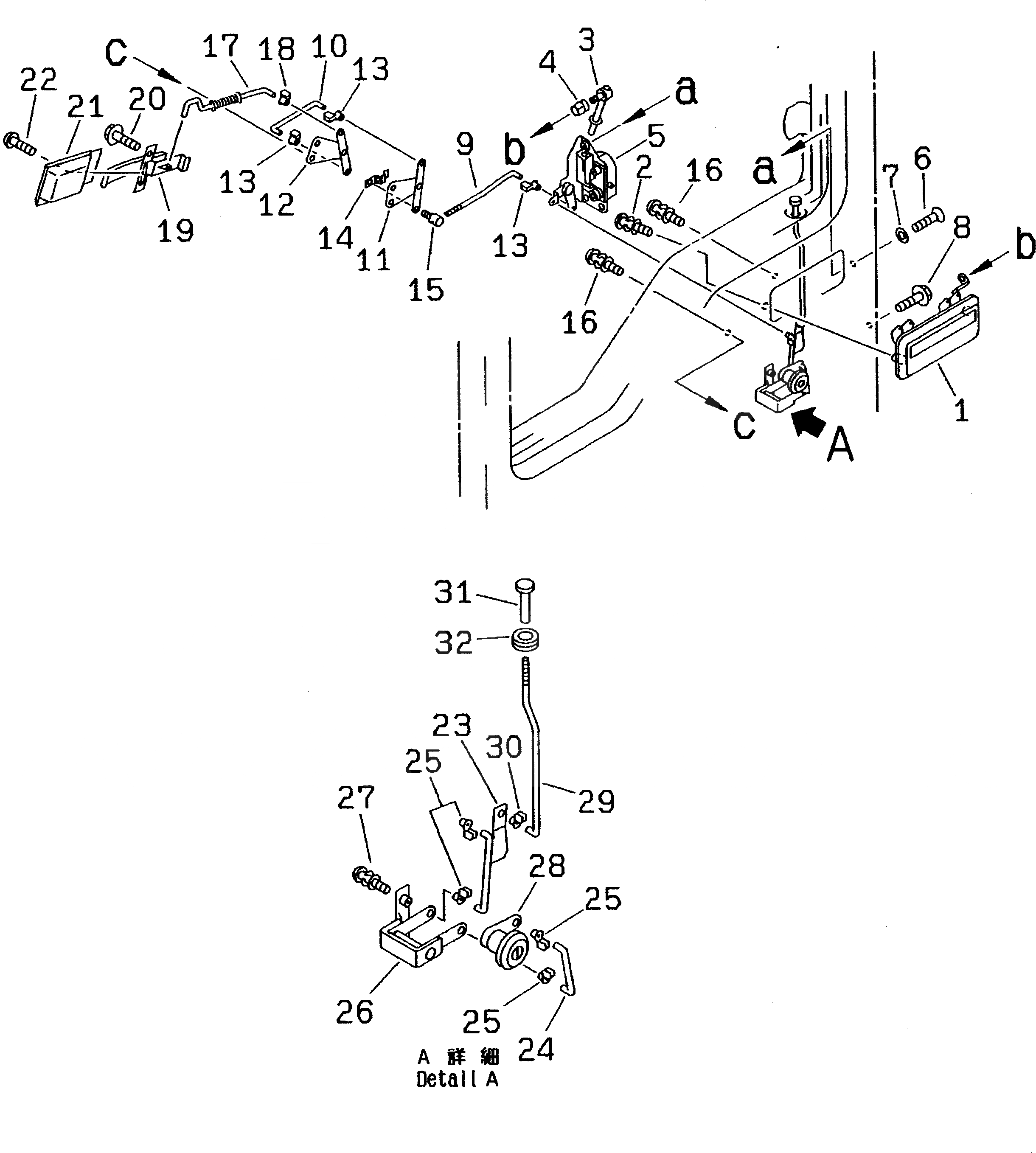 Схема запчастей Komatsu WA450-3A-S - КАБИНА (8/9) (ЗАМОК ДВЕРИ)(№-) РАМА И ЧАСТИ КОРПУСА