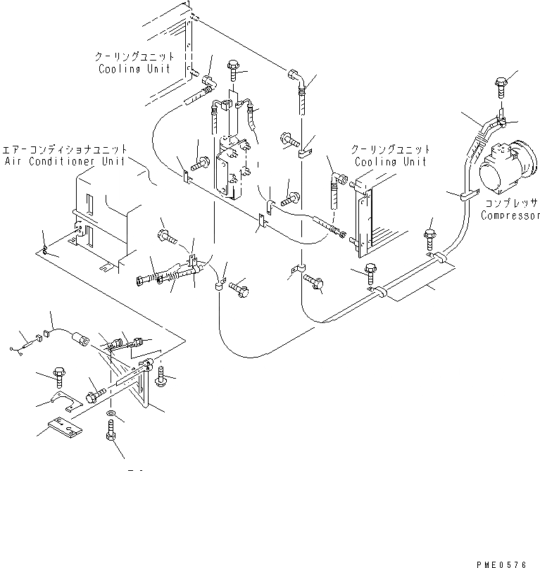 Схема запчастей Komatsu WA450-3A-S - КОМПОНЕНТЫ КОНДИЦИОНЕРА (/8) (ЛИНИЯ КОМПРЕССОРА)(№-) РАМА И ЧАСТИ КОРПУСА
