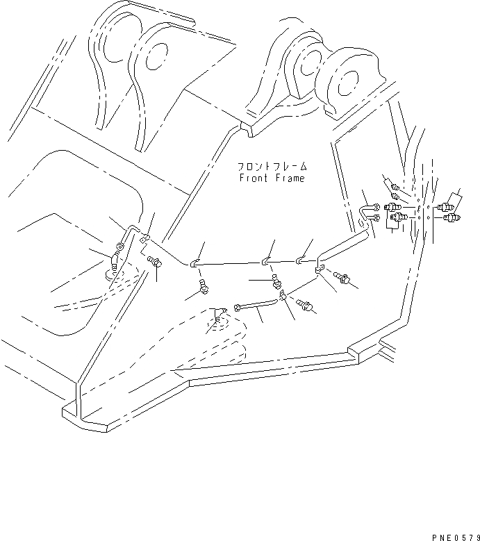 Схема запчастей Komatsu WA450-3A-S - СМАЗКА (ЦИЛИНДР РУЛЕВ. УПР-Я)(№-) РАМА И ЧАСТИ КОРПУСА