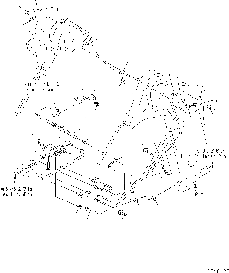 Схема запчастей Komatsu WA450-3A-S - АВТОМАТИЧ. СМАЗ. СИСТЕМА (ПЕРЕДНЯЯ РАМА)(№-) РАМА И ЧАСТИ КОРПУСА
