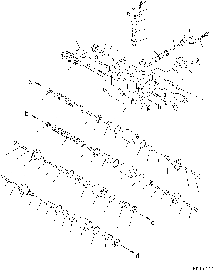 Схема запчастей Komatsu WA450-3A-S - 2-Х СЕКЦИОНН. УПРАВЛЯЮЩ. КЛАПАН (/)(№-) УПРАВЛ-Е РАБОЧИМ ОБОРУДОВАНИЕМ