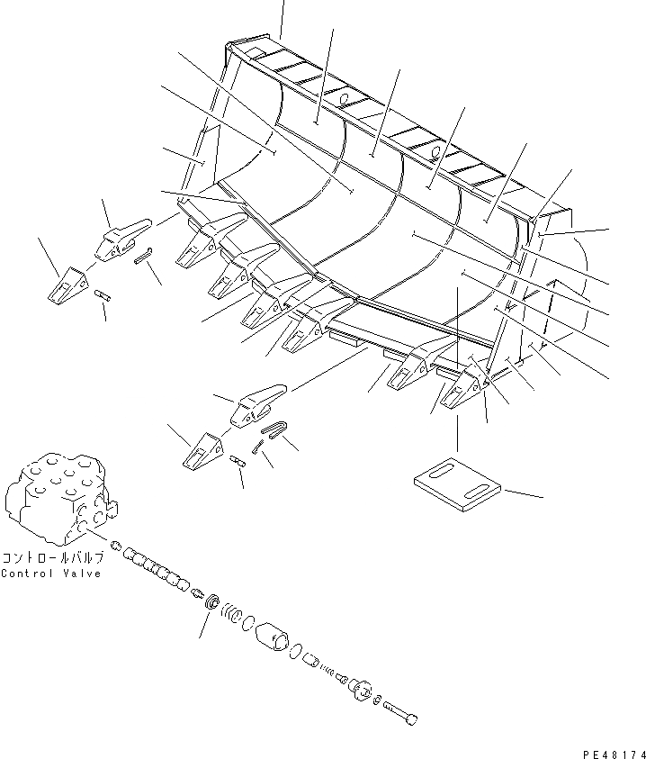 Схема запчастей Komatsu WA450-3A-S - V-ОБРАЗН КОВШ¤ .M (С ЗУБЬЯМИ)(№-) РАБОЧЕЕ ОБОРУДОВАНИЕ