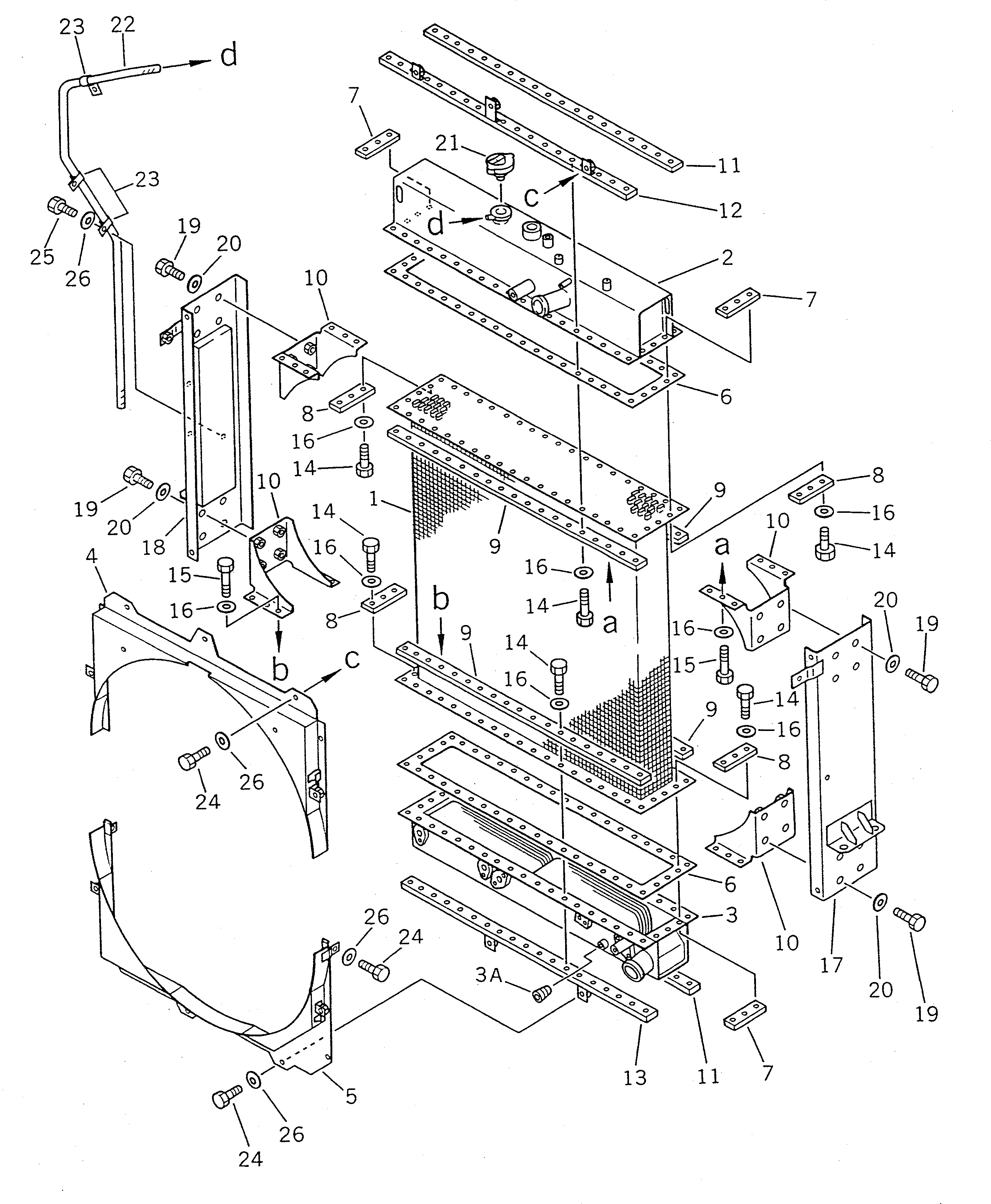 Схема запчастей Komatsu WA450-1 - РАДИАТОР(№-9999) КОМПОНЕНТЫ ДВИГАТЕЛЯ И ЭЛЕКТРИКА