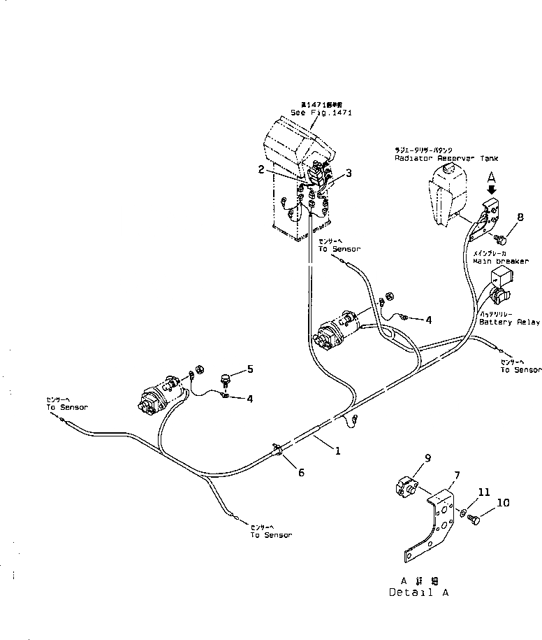 Схема запчастей Komatsu WA450-1 - ЭЛЕКТРИКА (ДЛЯ ТОРМОЗ. ОХЛАЖД-Е УПРАВЛ-Е ЛИНИЯ)(№-) КОМПОНЕНТЫ ДВИГАТЕЛЯ И ЭЛЕКТРИКА