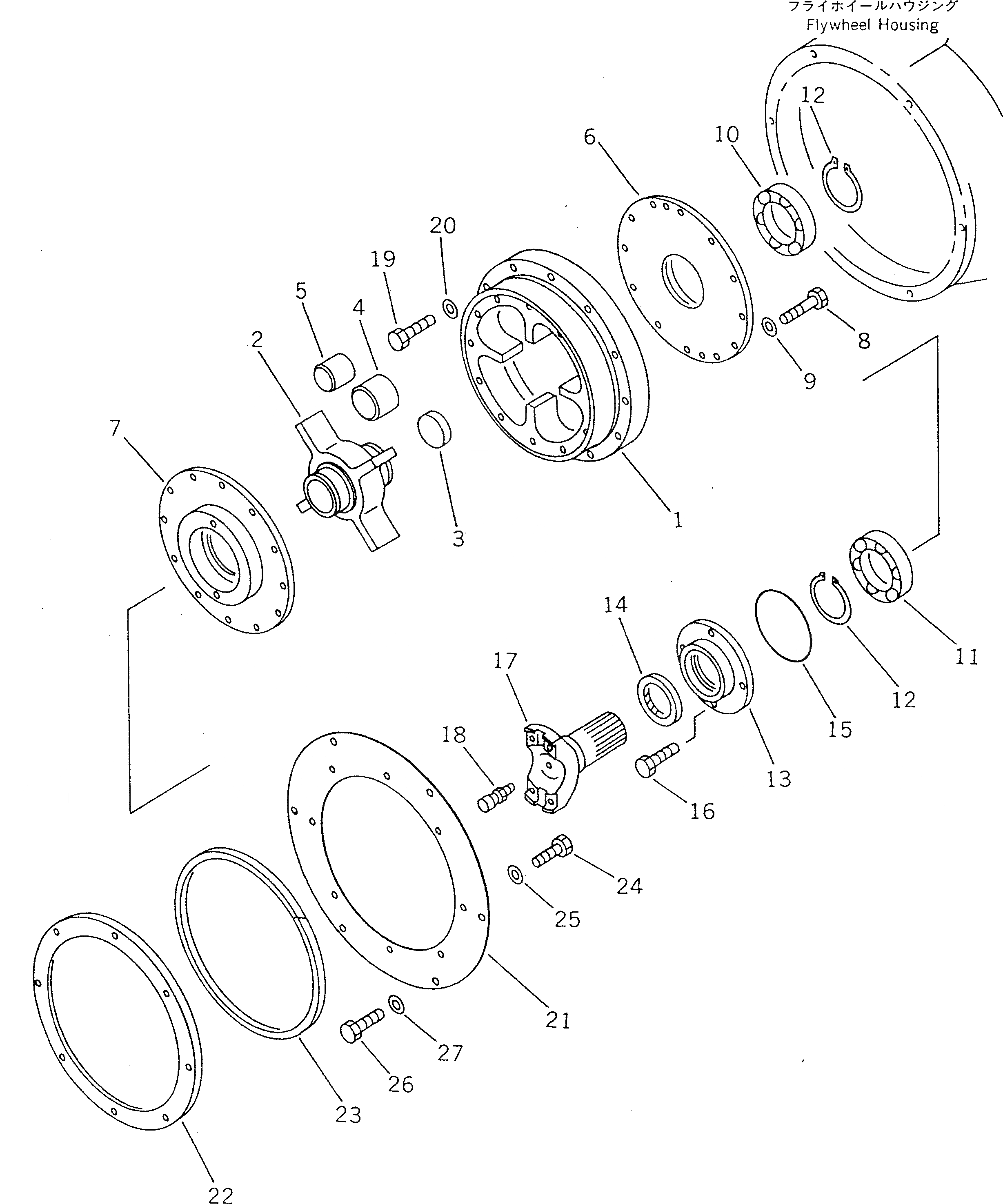Схема запчастей Komatsu WA450-1 - ДЕМПФЕР(№-) ГИДРОТРАНСФОРМАТОР И ТРАНСМИССИЯ