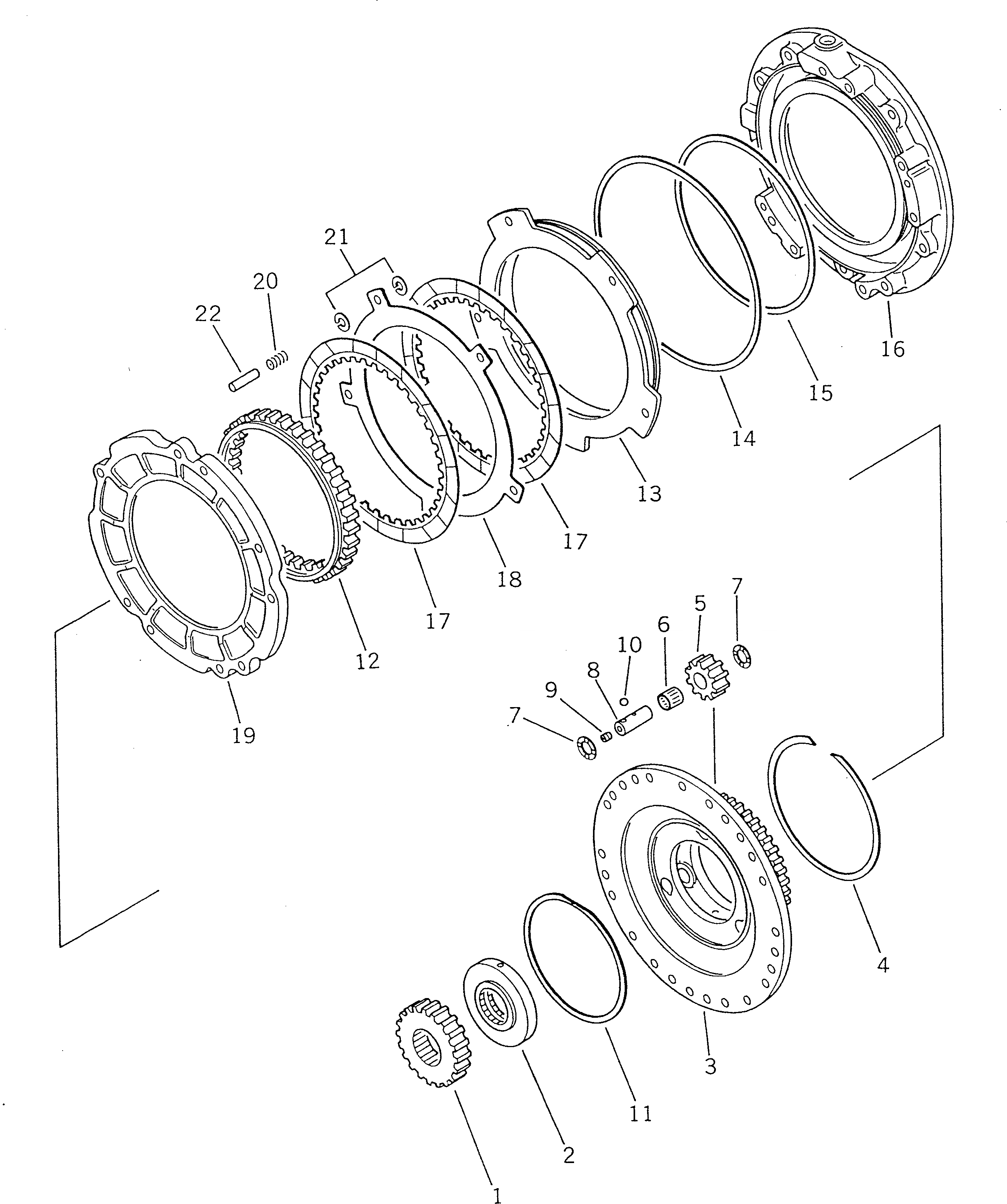 Схема запчастей Komatsu WA450-1 - ТРАНСМИССИЯ (2 МУФТА)(№-) ГИДРОТРАНСФОРМАТОР И ТРАНСМИССИЯ