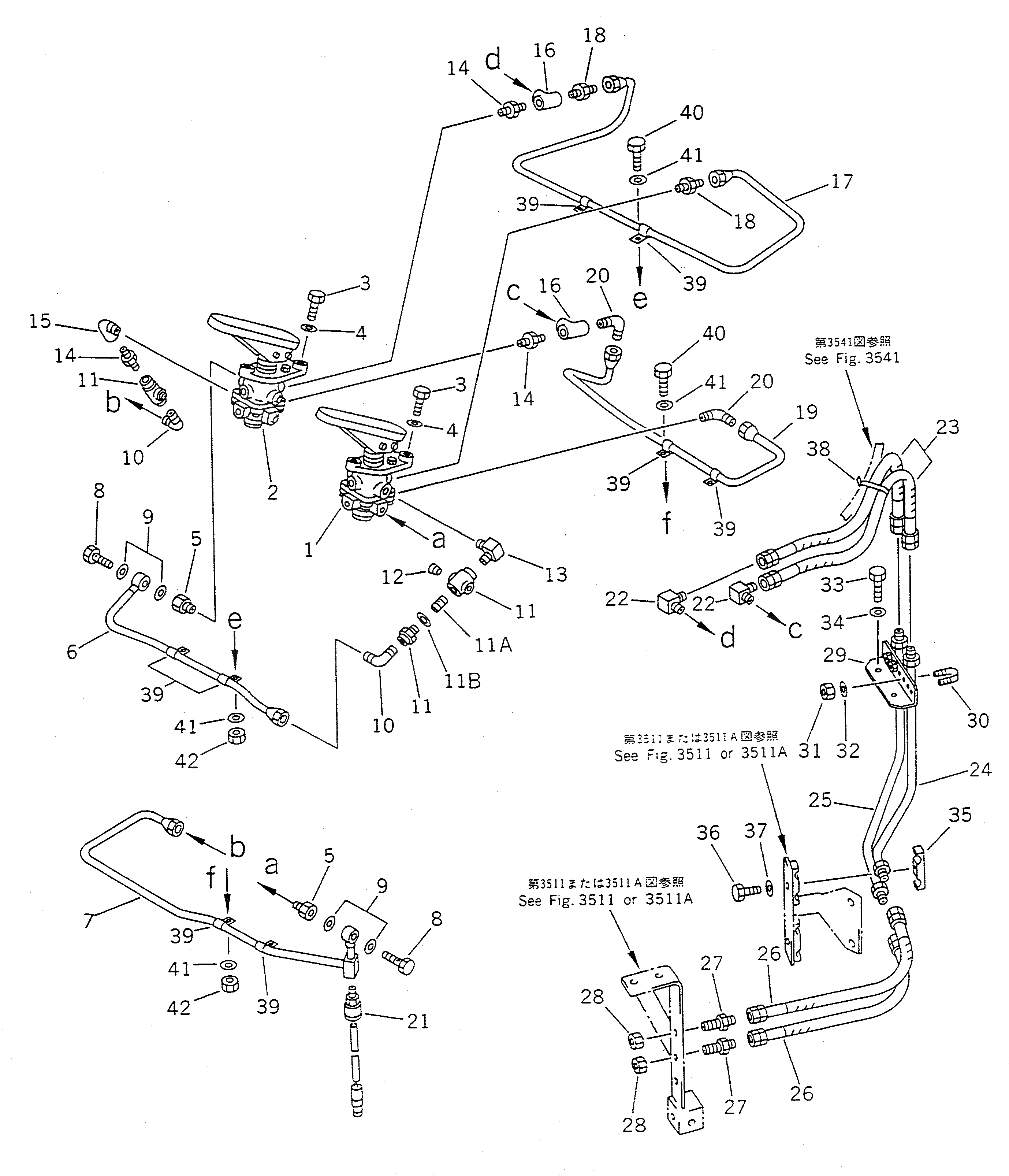 Схема запчастей Komatsu WA450-1 - ВОЗДУХОВОД (СУХ. БАК - КЛАПАН ПЕДАЛИ)(№-9999) ВЕДУЩ. ВАЛ¤ ДИФФЕРЕНЦ. И КОЛЕСА