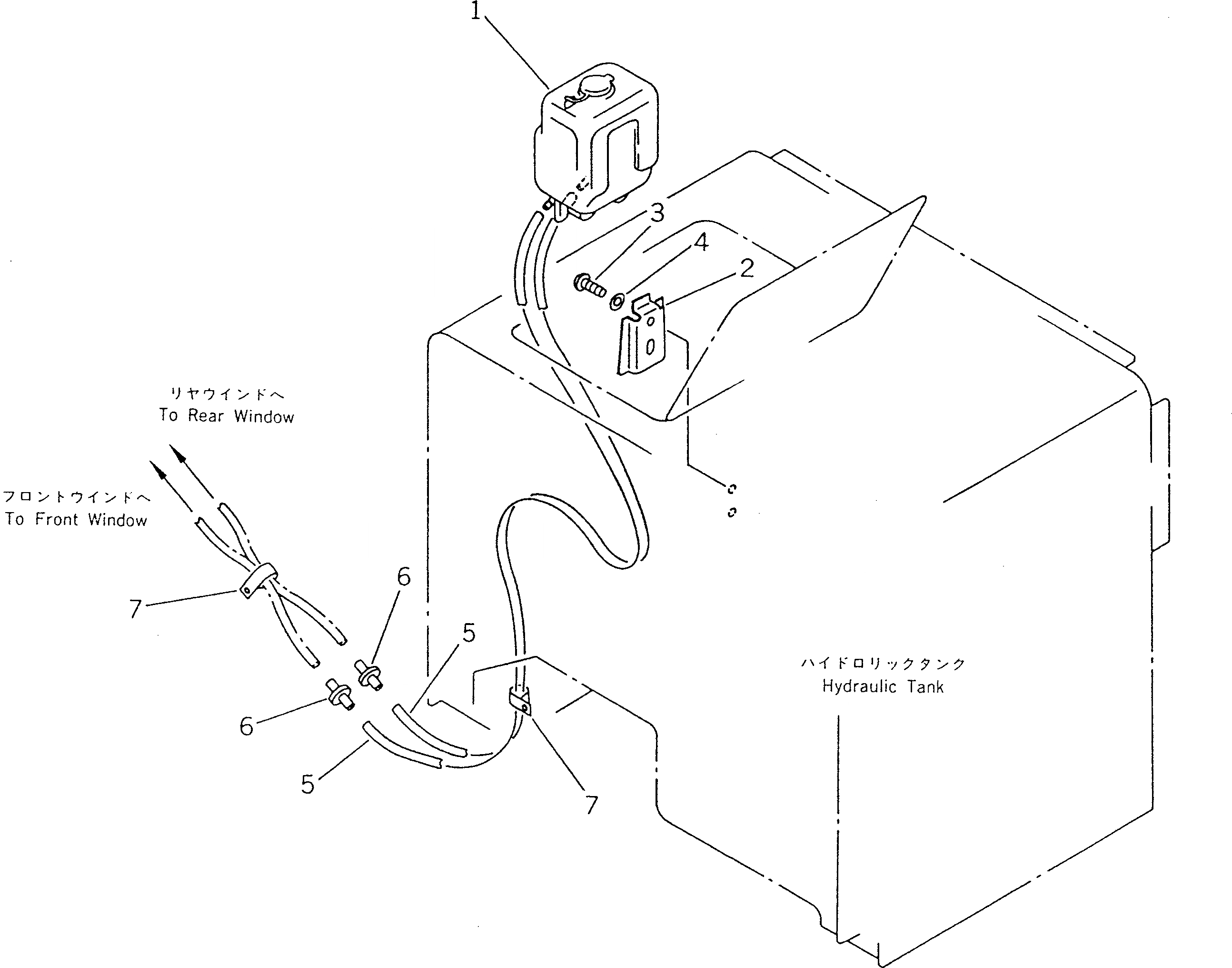Схема запчастей Komatsu WA450-1 - ОМЫВАТЕЛЬ СТЕКЛА(№-) РАМА И ЧАСТИ КОРПУСА