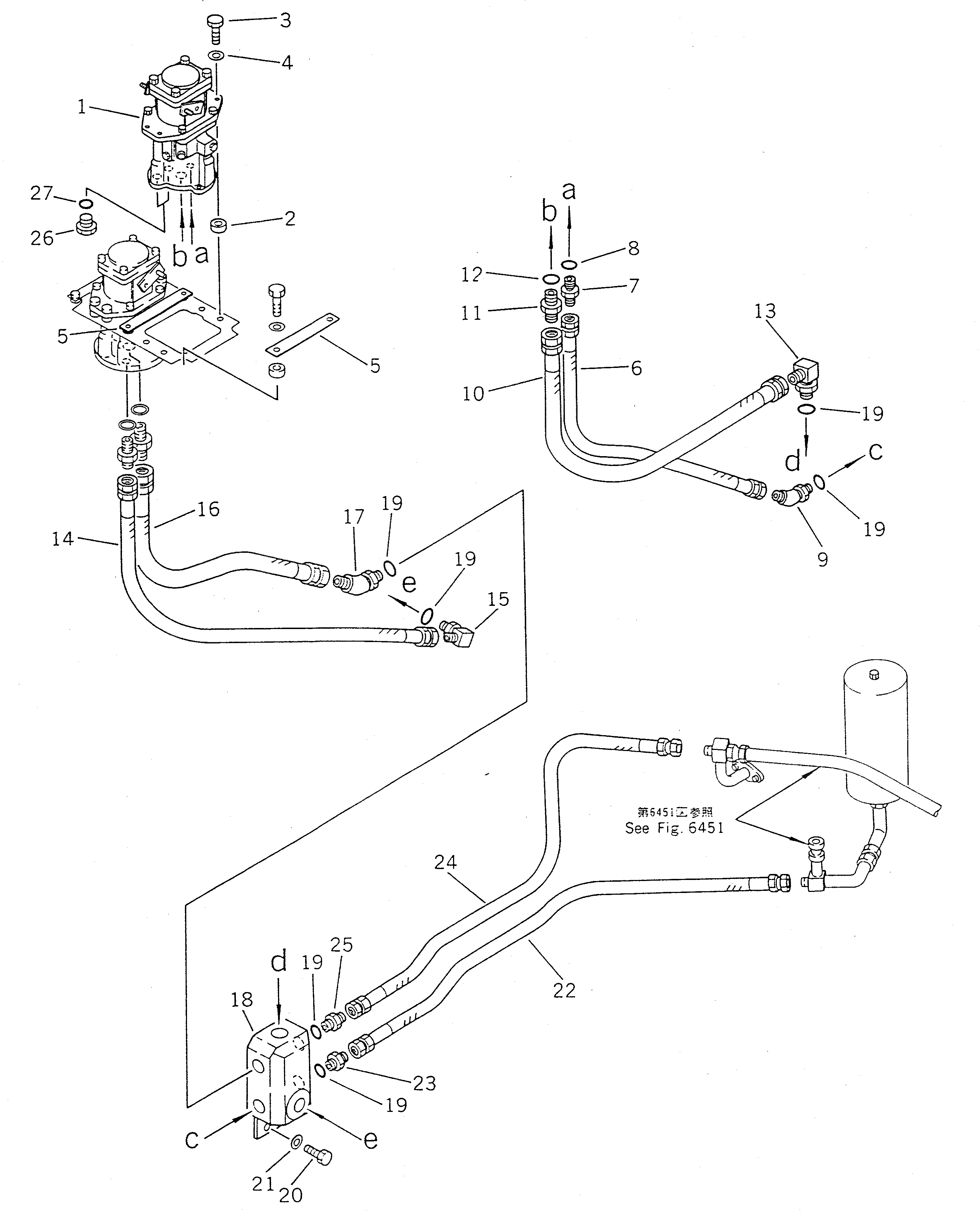 Схема запчастей Komatsu WA450-1 - ГИДРОЛИНИЯ (ДЛЯ ПЕРЕДН. НАВЕСН. ОБОРУД) (/)(№-9999) УПРАВЛ-Е РАБОЧИМ ОБОРУДОВАНИЕМ