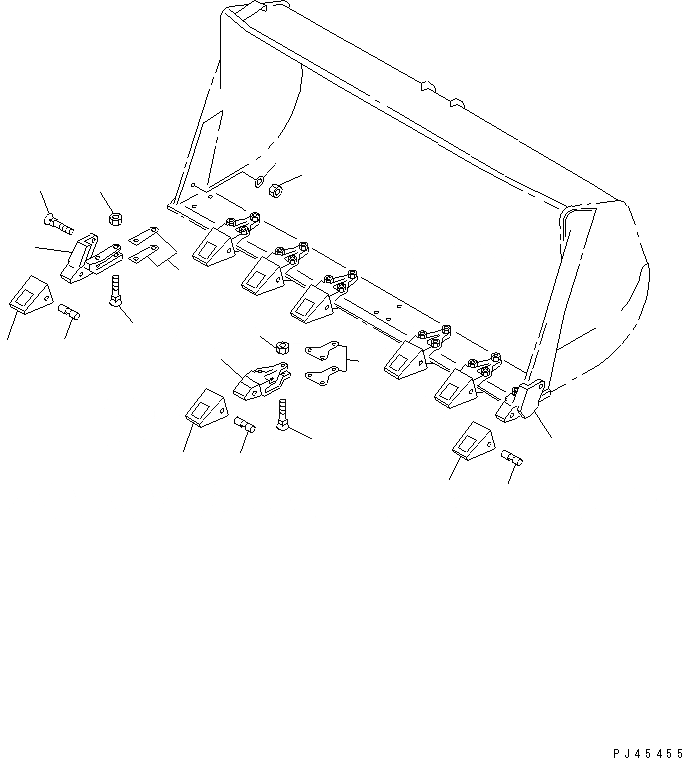 Схема запчастей Komatsu WA450-1 - ЗУБЬЯ(ДЛЯ УСИЛЕНН. КОВША) РАБОЧЕЕ ОБОРУДОВАНИЕ