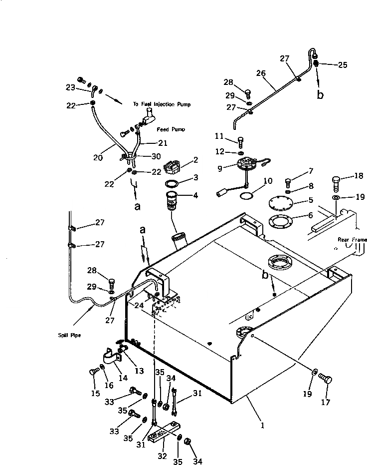 Схема запчастей Komatsu WA450-1 - ТОПЛ. БАК И ТОПЛИВОПРОВОД (TBG/ABE СПЕЦ-Я.)(№-9999) СПЕЦ. APPLICATION ЧАСТИ