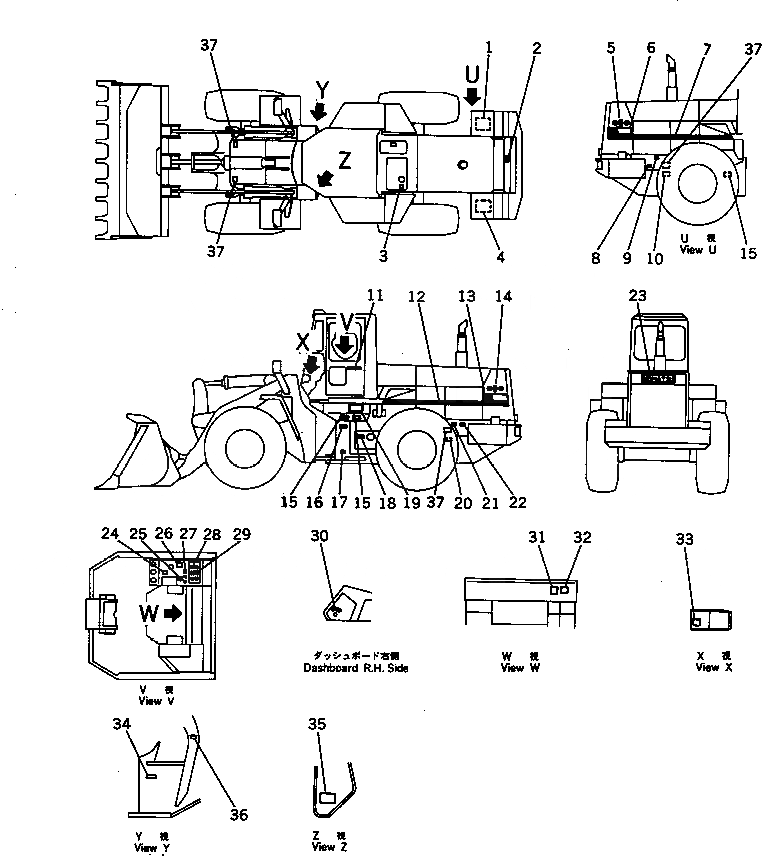Схема запчастей Komatsu WA450-1 - МАРКИРОВКА (АНГЛ.)(№-) МАРКИРОВКА¤ ИНСТРУМЕНТ И РЕМКОМПЛЕКТЫ