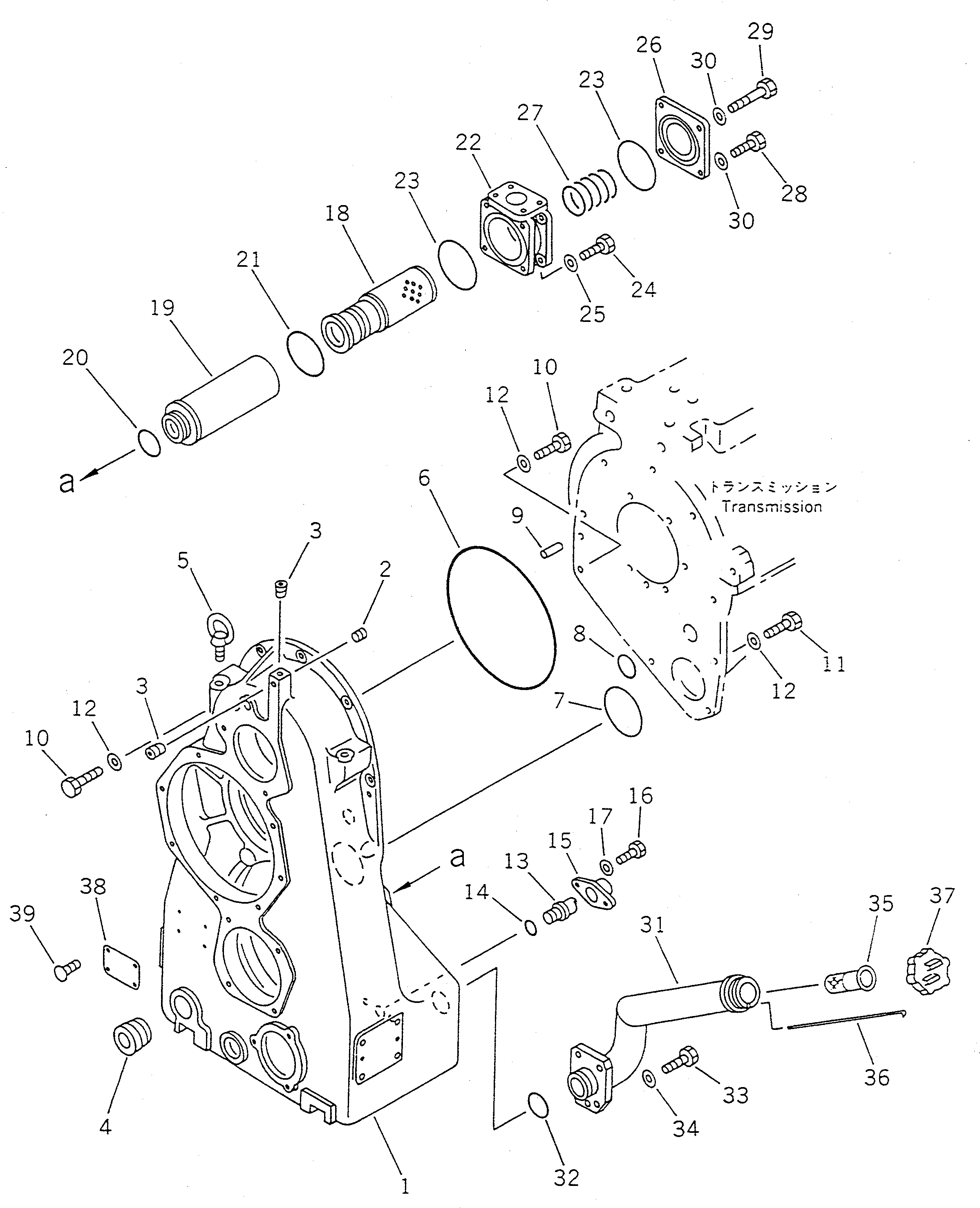 Схема запчастей Komatsu WA450-1 - КОРПУС ПЕРЕДАЧИ(№()-) ТРАНСМИССИЯ