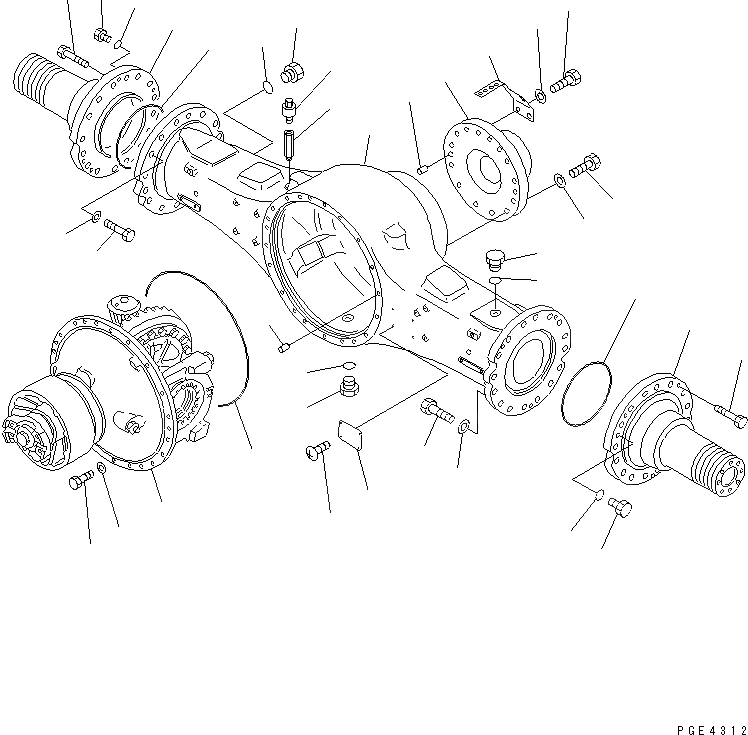 Схема запчастей Komatsu WA450-3 - КОРПУС ЗАДНЕГО МОСТА ВЕДУЩ. ВАЛ¤ ДИФФЕРЕНЦ. И КОЛЕСА