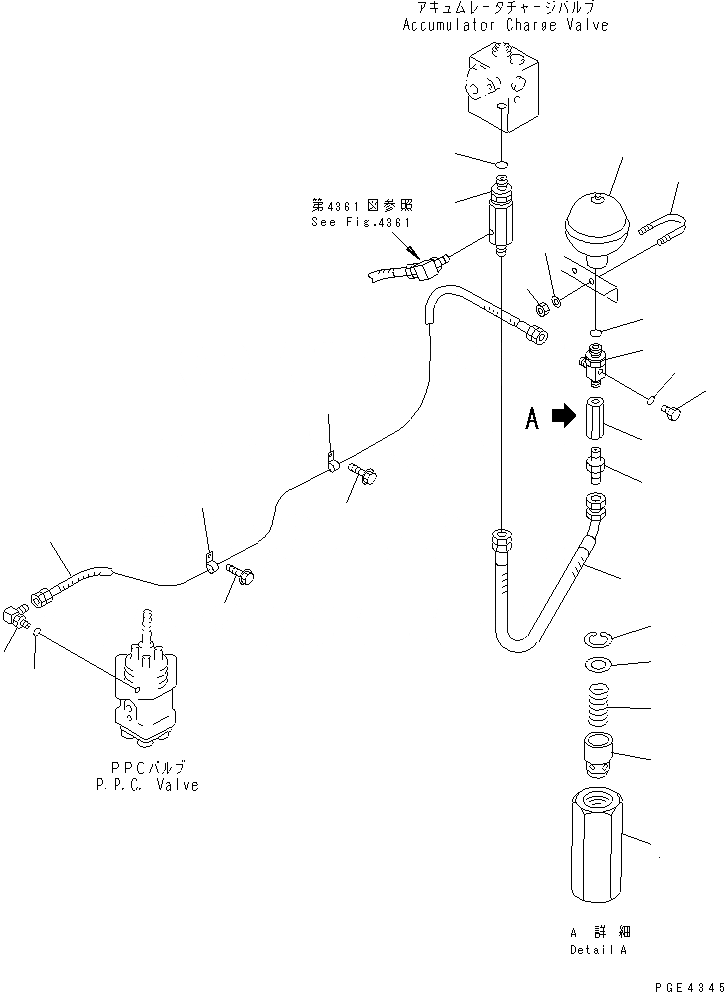 Схема запчастей Komatsu WA450-3 - ГИДРОЛИНИЯ (ЛИНИЯ КЛАПАНА PPC) (/) (РАЗГРУЗ. КЛАПАН -   P.P.C. КЛАПАН) УПРАВЛ-Е РАБОЧИМ ОБОРУДОВАНИЕМ