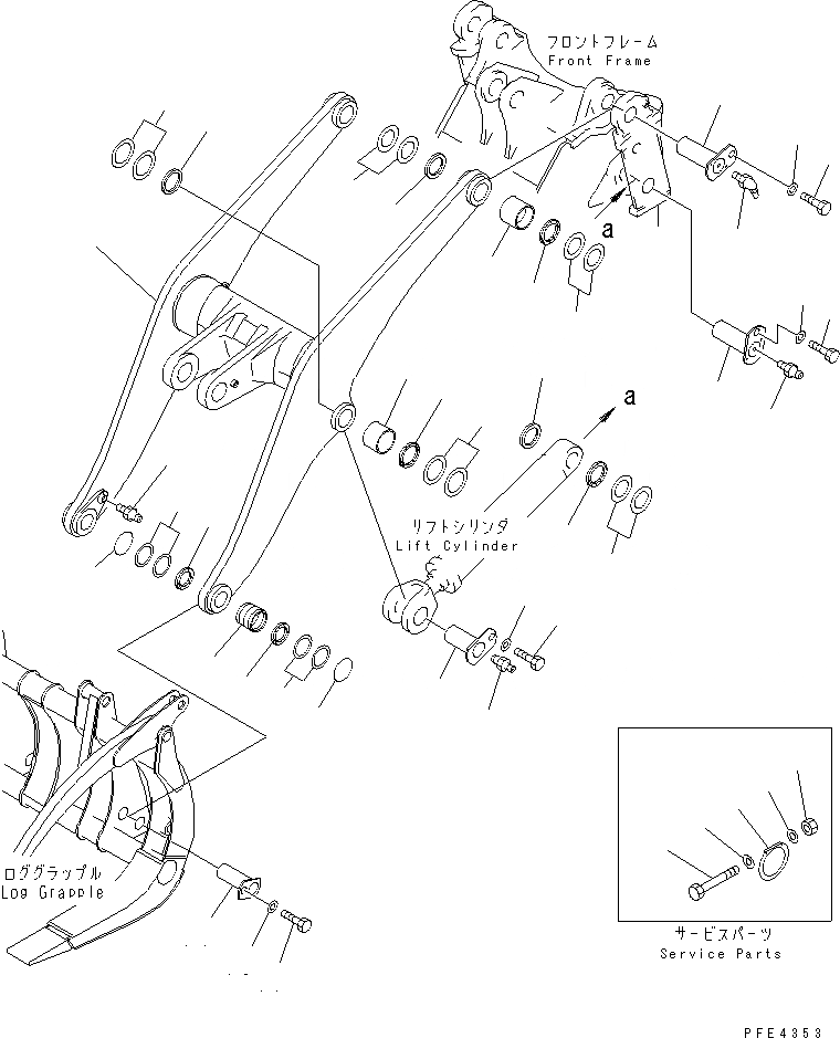 Схема запчастей Komatsu WA450-3 - РУКОЯТЬ (С ПЕРЕДН. НАВЕСН. ОБОРУД) (С 3-Х СЕКЦ. КОНТР. КЛАПАНОМ) РАБОЧЕЕ ОБОРУДОВАНИЕ