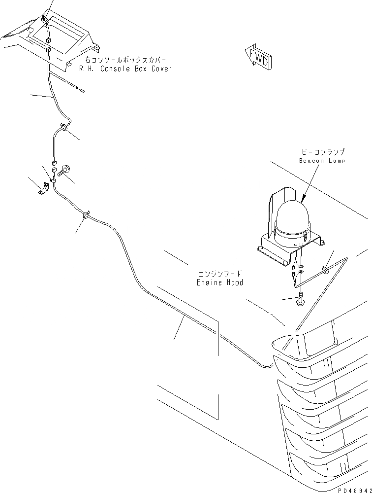 Схема запчастей Komatsu WA450-3A-ST - ЭЛЕКТРИКА (ПРОБЛЕСК. МАЯК ЛИНИЯ) (ТУННЕЛЬН. СПЕЦ-Я.)(№-) КОМПОНЕНТЫ ДВИГАТЕЛЯ И ЭЛЕКТРИКА