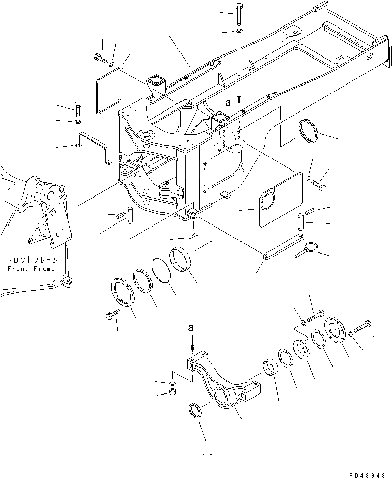 Схема запчастей Komatsu WA450-3A-ST - ЗАДН. РАМА (ТУННЕЛЬН. СПЕЦ-Я.)(№-) РАМА И ЧАСТИ КОРПУСА