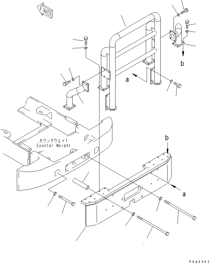 Схема запчастей Komatsu WA450-3A-ST - ЗАДН. ЧАСТИ КОРПУСА (ТУННЕЛЬН. СПЕЦ-Я.)(№-) РАМА И ЧАСТИ КОРПУСА