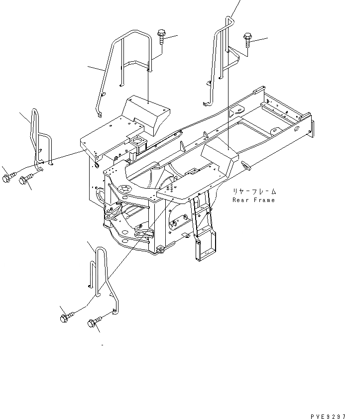 Схема запчастей Komatsu WA450-3 - ПОРУЧНИ (ТУННЕЛЬН. СПЕЦ-Я.) ЧАСТИ КОРПУСА