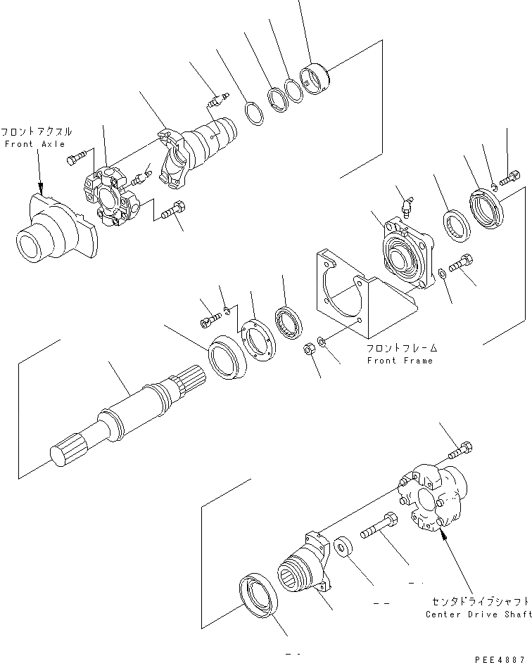 Схема запчастей Komatsu WA450-3A-TN - ВЕДУЩ. ВАЛ (ПЕРЕДН.) ТРАНСМИССИЯ