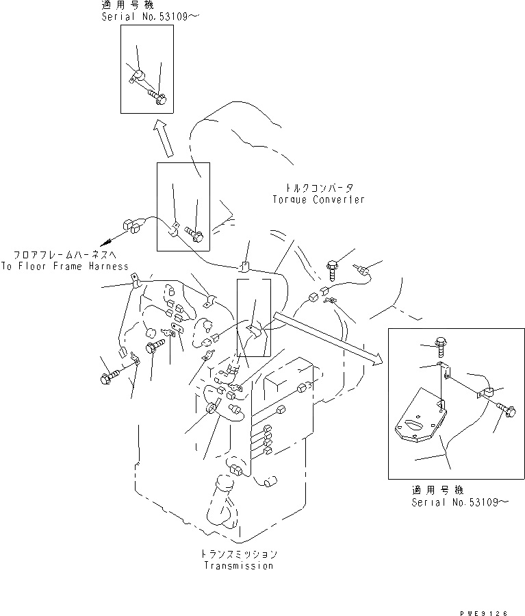 Схема запчастей Komatsu WA450-3A-TN - ГИДРОТРАНСФОРМАТОР И ТРАНСМИССИЯ (ПРОВОДКА ТРАНСМИССИЯ) ТРАНСМИССИЯ
