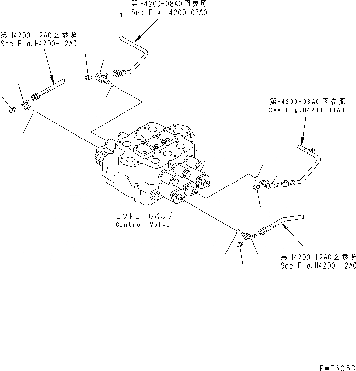 Схема запчастей Komatsu WA450-3A-TN - КОНТРОЛЬНЫЙ КЛАПАН РАБОЧ. ОБОРУДОВАНИЯ (СОЕДИНЕНИЯ КЛАПАНА РРС)    (С 3-Х СЕКЦИОНН. КЛАПАН) ГИДРАВЛИКА