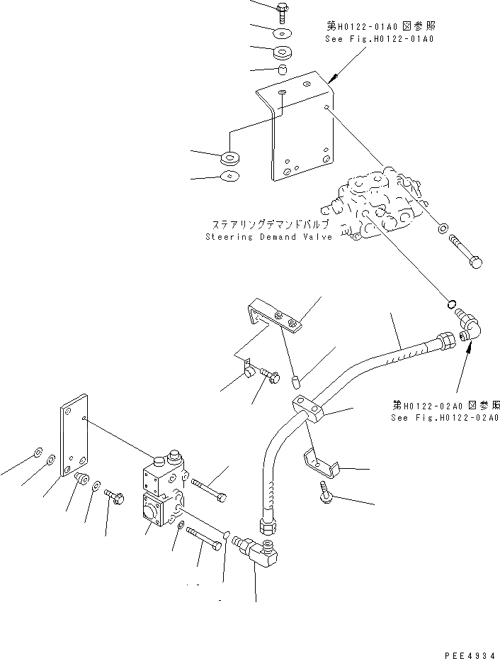 Схема запчастей Komatsu WA450-3A-TN - ГИДРОЛИНИЯ РУЛЕВОГО УПРАВЛЕНИЯ (ЛИНИЯ ПЕРЕКЛЮЧАЮЩИЙ НАСОС - ОТСЕКАЮЩ. КЛАПАН) ГИДРАВЛИКА