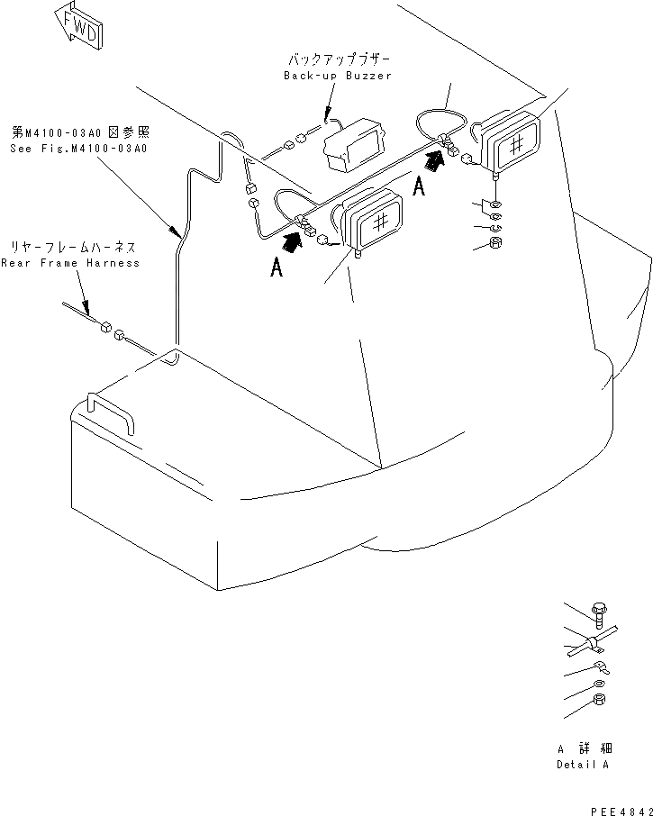 Схема запчастей Komatsu WA450-3A-TN - ЗАЩИТА РАДИАТОРА (ЗАДНЯЯ ФАРА И ЭЛЕКТРОПРОВОДКА) ЧАСТИ КОРПУСА