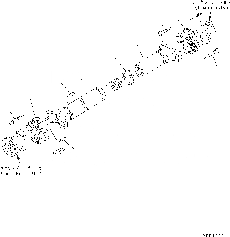 Схема запчастей Komatsu WA450-3-H - ВЕДУЩ. ВАЛ (ЦЕНТР.) ТРАНСМИССИЯ