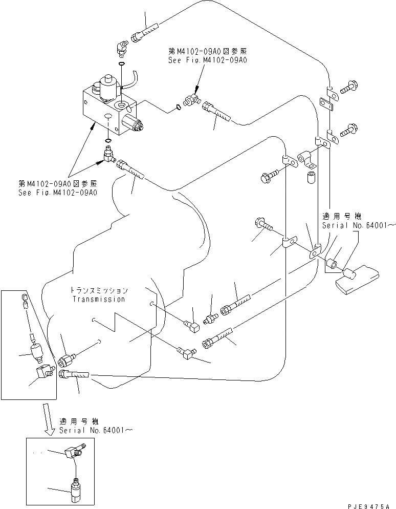 Схема запчастей Komatsu WA450-3-H - ГИДРОТРАНСФОРМАТОР И ТРАНСМИССИЯ (ГИДРОЛИНИЯ СТОЯНОЧНОГО ТОРМОЗА) ТРАНСМИССИЯ