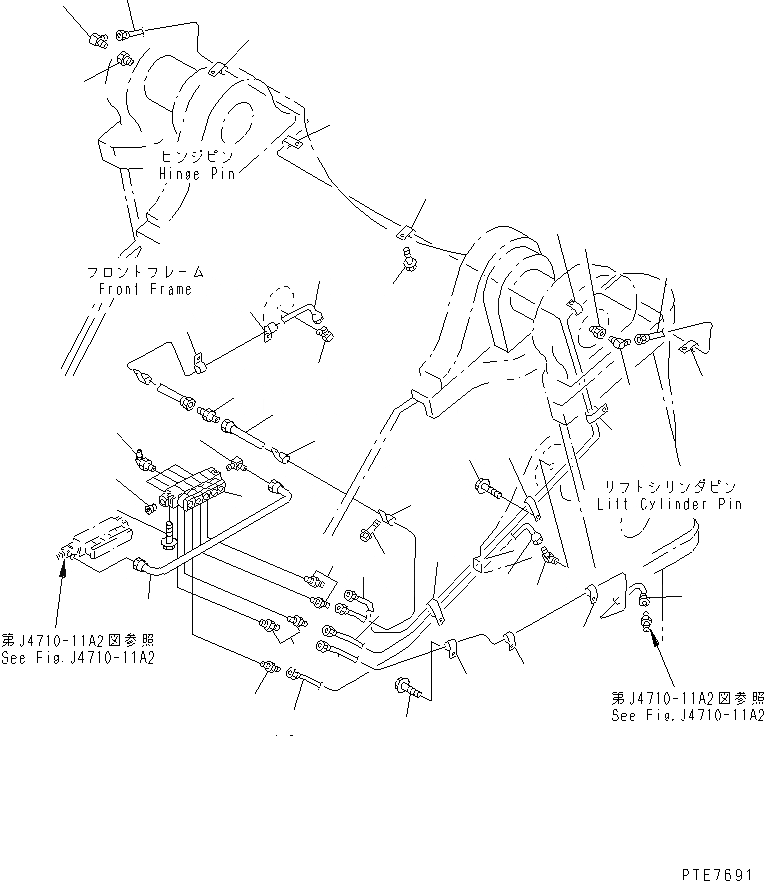Схема запчастей Komatsu WA450-3-H - УДАЛЕННАЯ СМАЗКА (ПЕРЕДНЯЯ РАМА) (С АВТОМАТИЧ. СМАЗКОЙ) ОСНОВНАЯ РАМА И ЕЕ ЧАСТИ