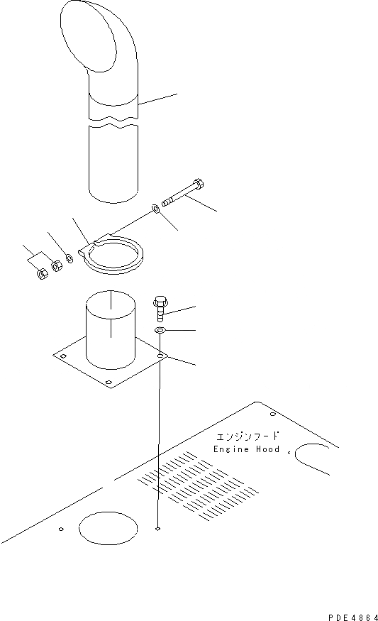 Схема запчастей Komatsu WA450-3A - ВЫХЛОПНАЯ ТРУБА(№-999) КОМПОНЕНТЫ ДВИГАТЕЛЯ