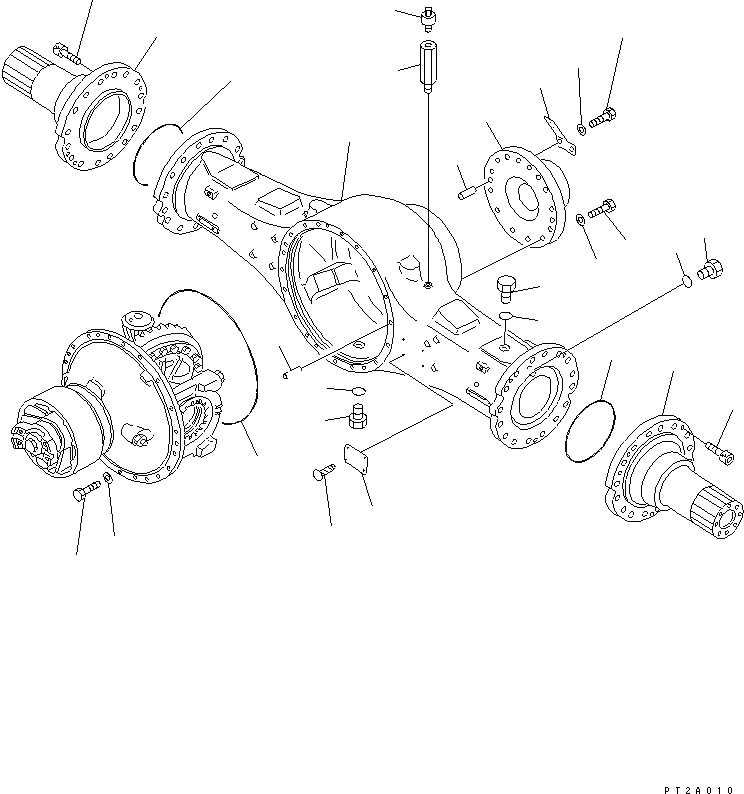 Схема запчастей Komatsu WA450-3A - ЗАДН. МОСТ (КОРПУС ЗАДНЕГО МОСТА) (САМОБЛОКИР. ДИФФЕРЕНЦ.) ТРАНСМИССИЯ