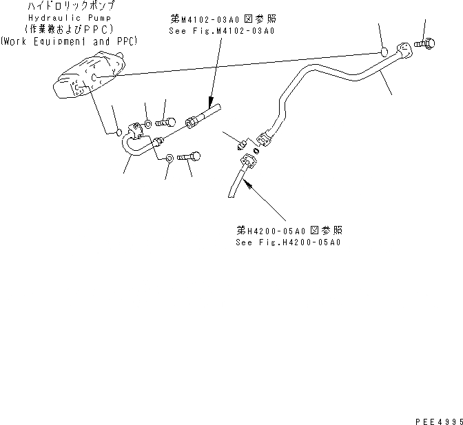 Схема запчастей Komatsu WA450-3A - ГИДР. НАСОС. (ТОРМОЗН. ЛИНИЯ И ЛИНИЯ ПОДАЧИ) ГИДРАВЛИКА
