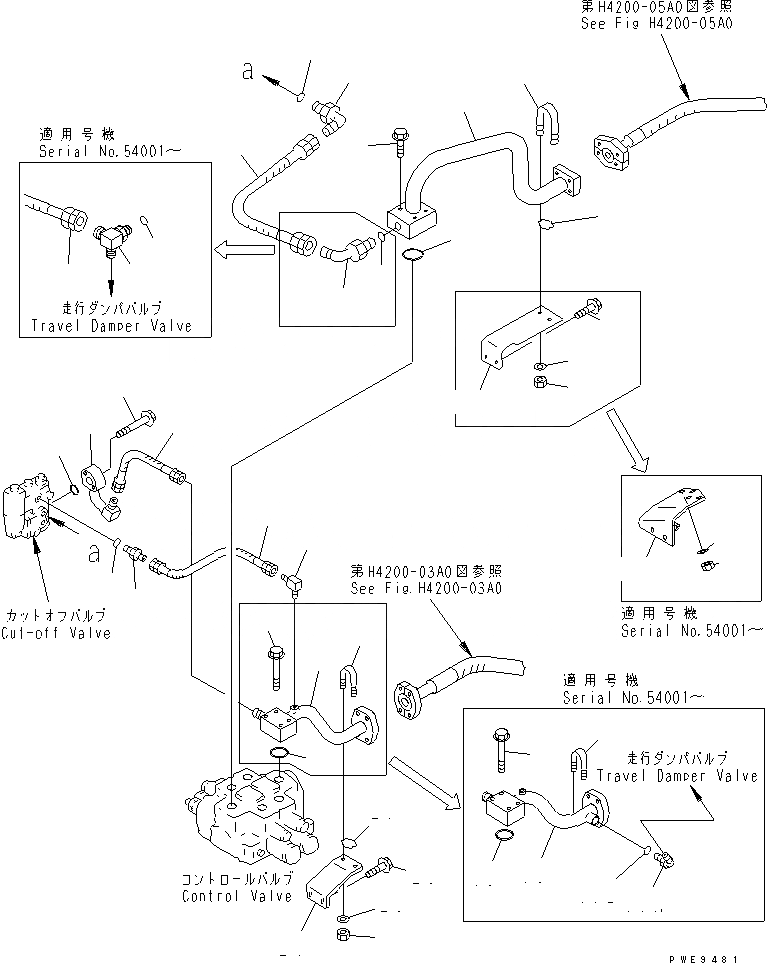 Схема запчастей Komatsu WA450-3A - ГИДРОЛИНИЯ (ВОЗВРАТНАЯ ЛИНИЯ КОНТРОЛЬНОГО И ОТСЕКАЮЩЕГО КЛАПАНОВ)     (С 2-Х СЕКЦИОНН. КЛАПАН) ГИДРАВЛИКА