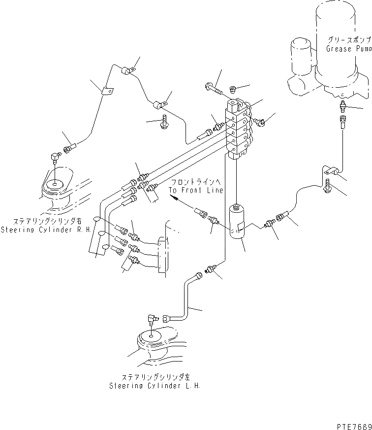 Схема запчастей Komatsu WA450-3A - УДАЛЕННАЯ СМАЗКА ЗАДН. РАМА(С АВТОМАТИЧ. СМАЗКОЙ) ОСНОВНАЯ РАМА И ЕЕ ЧАСТИ