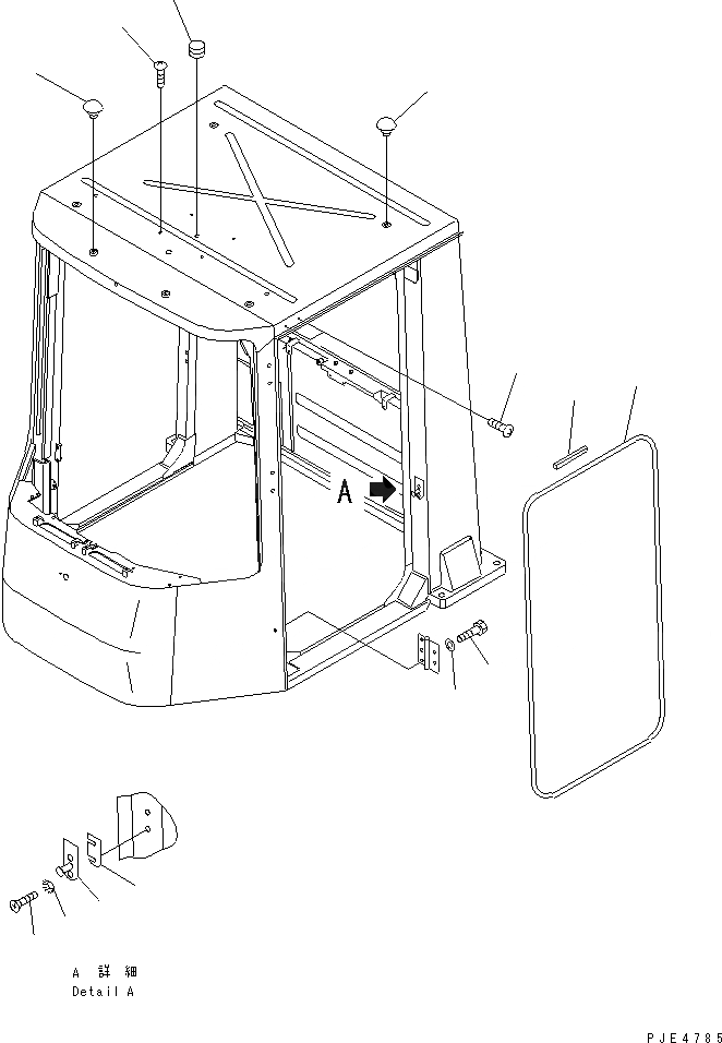 Схема запчастей Komatsu WA450-3A - КАБИНА ROPS (ДВЕРЬ) КАБИНА ОПЕРАТОРА И СИСТЕМА УПРАВЛЕНИЯ
