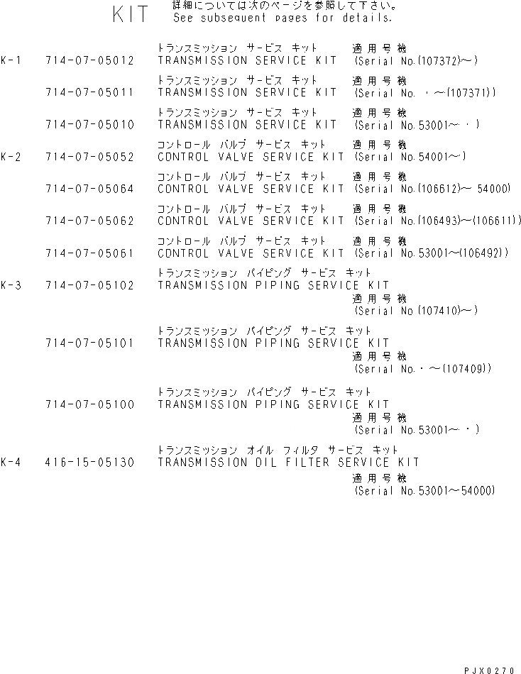 Схема запчастей Komatsu WA450-3A - КОМПЛЕКТ (ТРАНСМИССИЯ) (ДЛЯ ЭКСТРЕННОГО УПРАВЛЕНИЯ) ОСНОВН. КОМПОНЕНТЫ И РЕМКОМПЛЕКТЫ