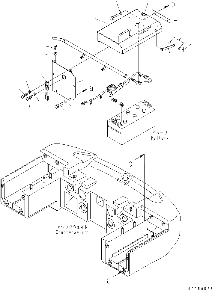 Схема запчастей Komatsu WA450-6 - КОРПУС АККУМУЛЯТОРА (КРЫШКАЛЕВ.) ЭЛЕКТРИКА