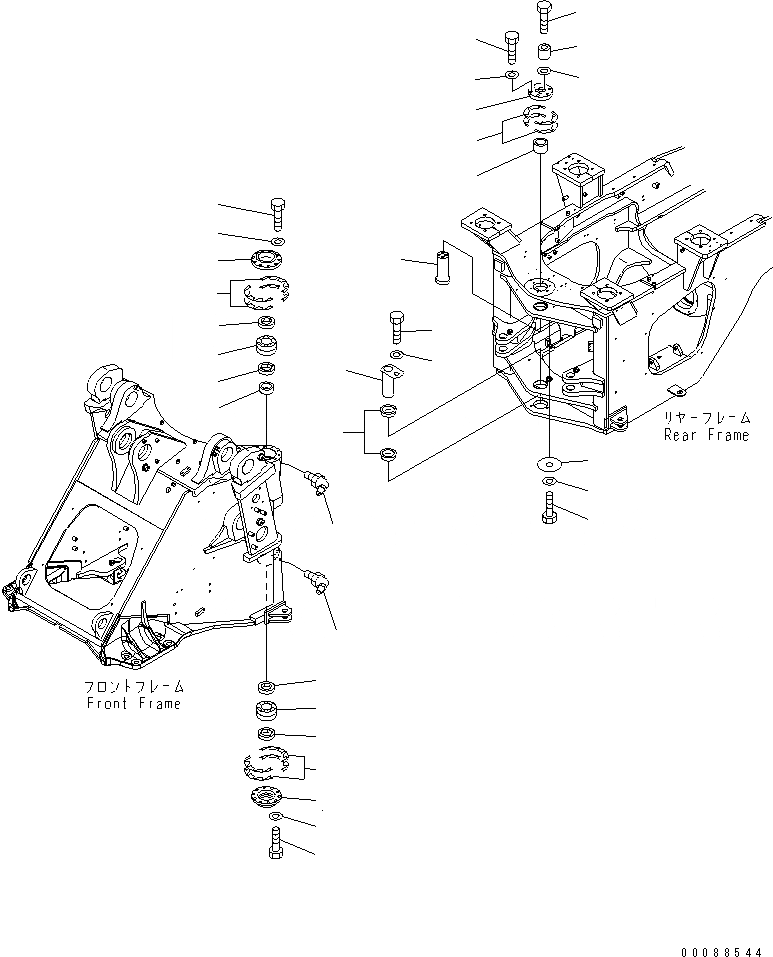Схема запчастей Komatsu WA450-6 - HINGE ПАЛЕЦ ОСНОВНАЯ РАМА И ЕЕ ЧАСТИ