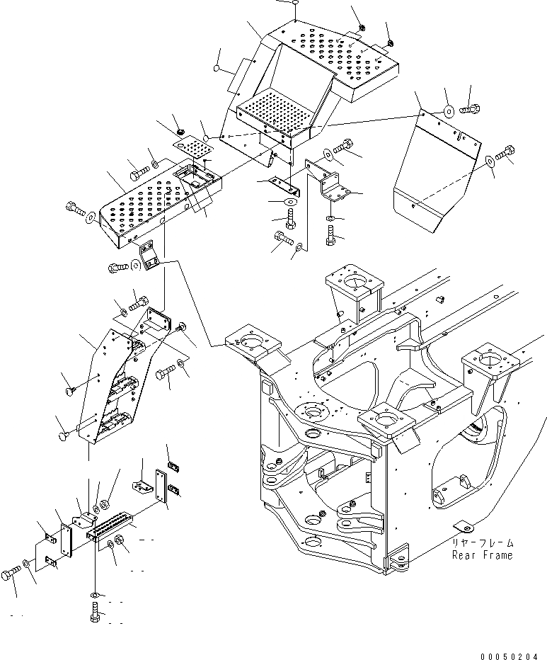 Схема запчастей Komatsu WA450-6 - ЛЕСТНИЦА (ПОЛ ПРАВ.) ЧАСТИ КОРПУСА
