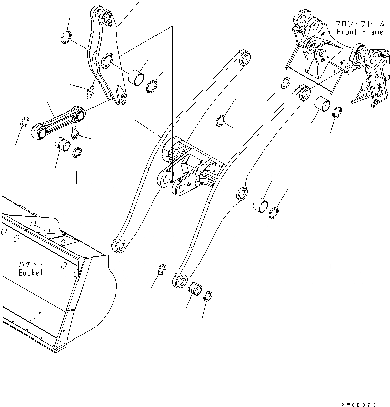 Схема запчастей Komatsu WA450-6 - РУКОЯТЬ И BELL CRANK РАБОЧЕЕ ОБОРУДОВАНИЕ