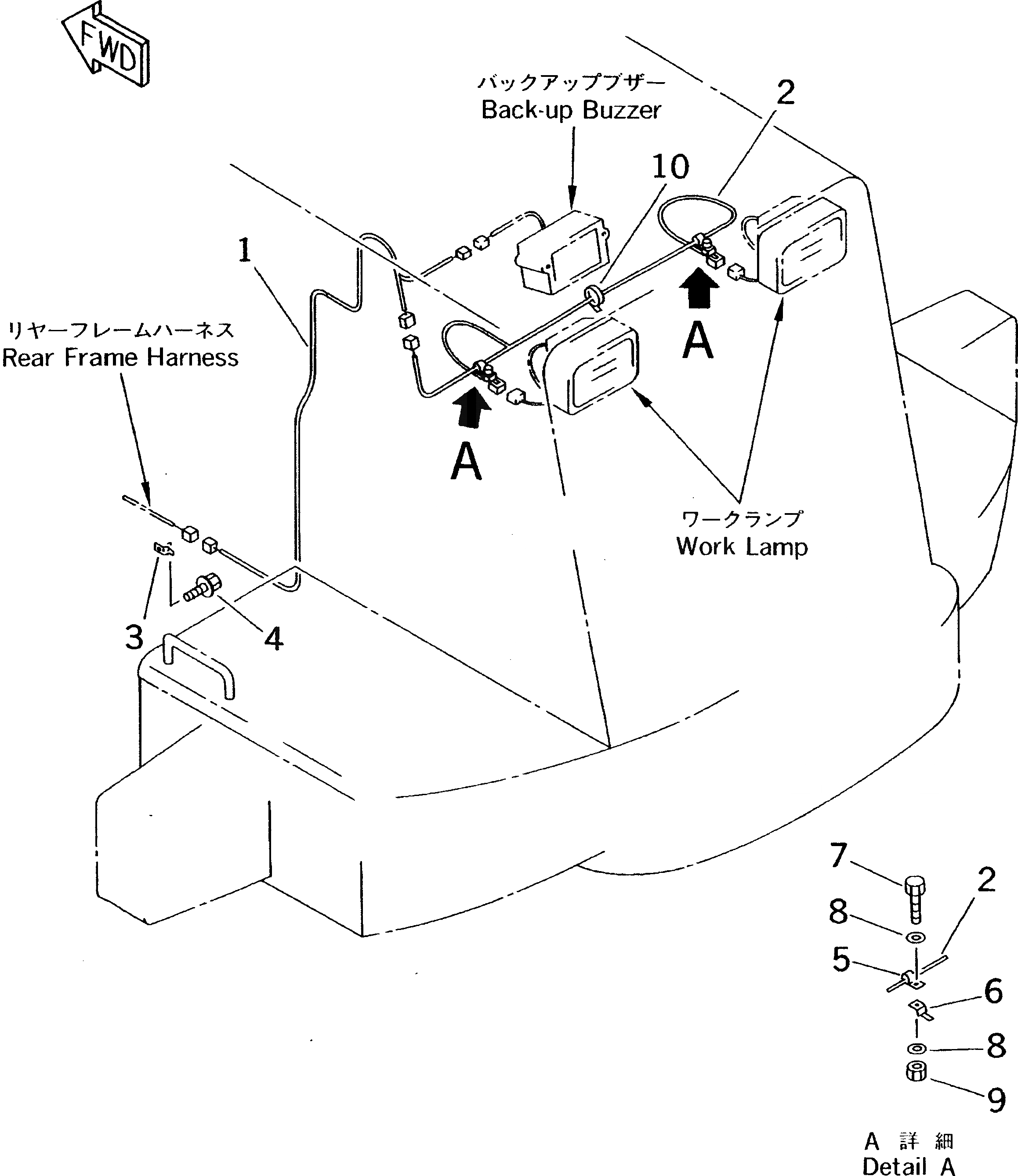 Схема запчастей Komatsu WA450-3-X - ЭЛЕКТРИКА (ЗАДН. ЧАСТИ КОРПУСА ЛИНИЯ)(№-) КОМПОНЕНТЫ ДВИГАТЕЛЯ И ЭЛЕКТРИКА