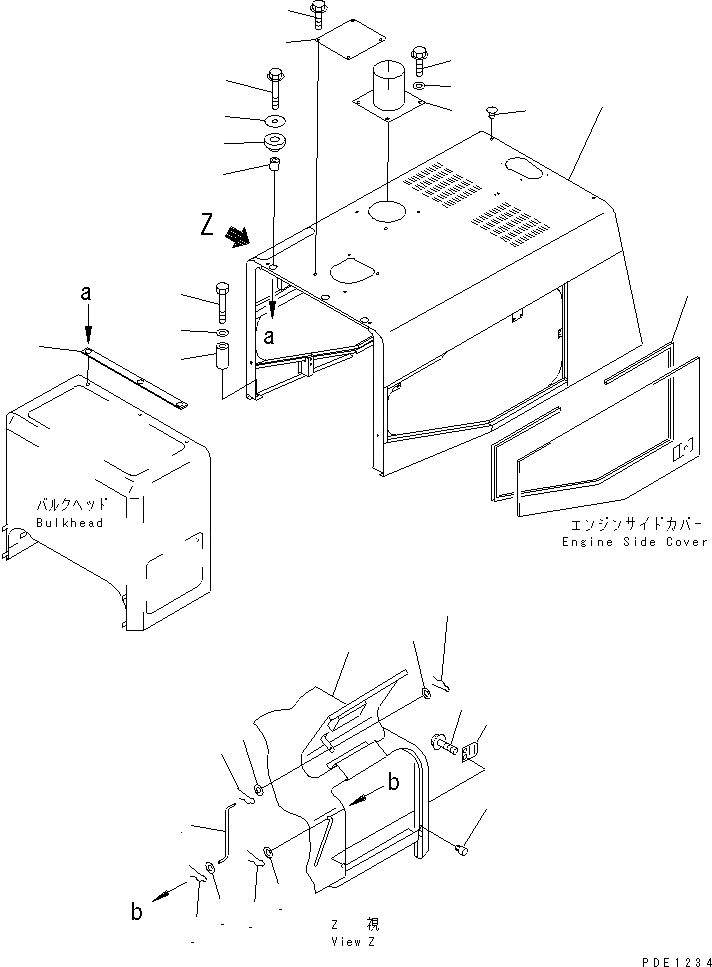 Схема запчастей Komatsu WA450-3-X - КАПОТ(№9-) РАМА И ЧАСТИ КОРПУСА