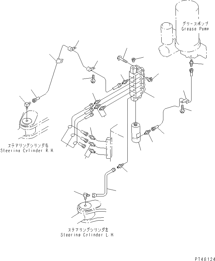 Схема запчастей Komatsu WA450-3-X - АВТОМАТИЧ. СМАЗ. СИСТЕМА ЗАДН. РАМА(№-) РАМА И ЧАСТИ КОРПУСА