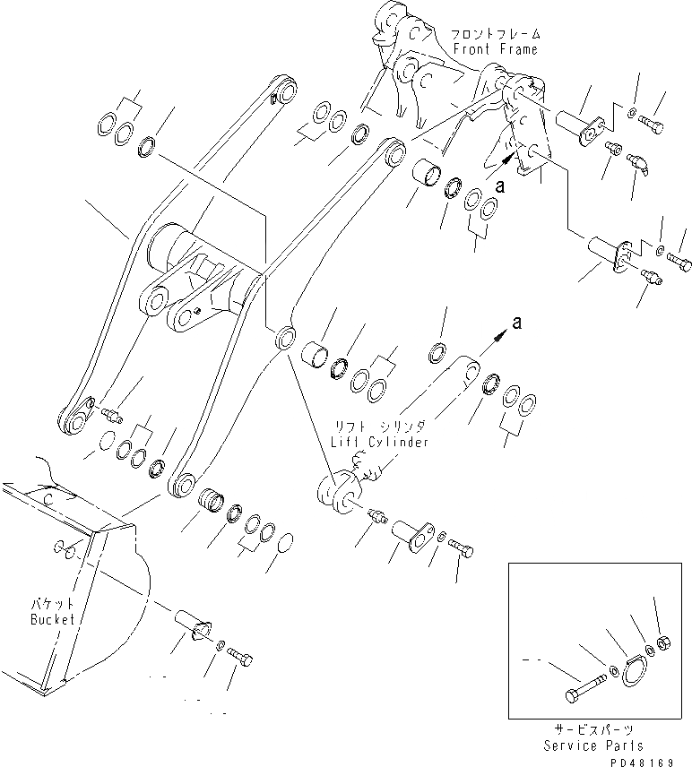 Схема запчастей Komatsu WA450-3-X - РУКОЯТЬ (С M.D.C. МОНИТОР)(№-) РАБОЧЕЕ ОБОРУДОВАНИЕ