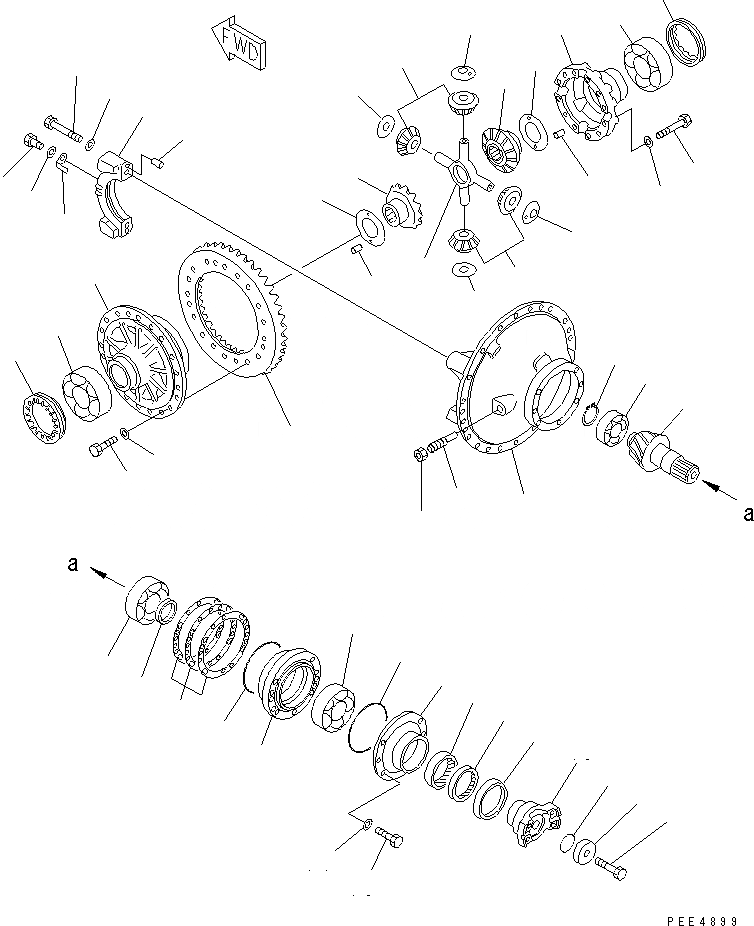 Схема запчастей Komatsu WA450L-3 - ПЕРЕДНИЙ МОСТ (ПЕРЕДНИЙ ДИФФЕРЕНЦИАЛ) СИЛОВАЯ ПЕРЕДАЧА