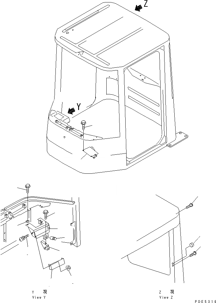 Схема запчастей Komatsu WA450L-3 - КАБИНА ROPS (COVER) КАБИНА ОПЕРАТОРА И СИСТЕМА УПРАВЛЕНИЯ