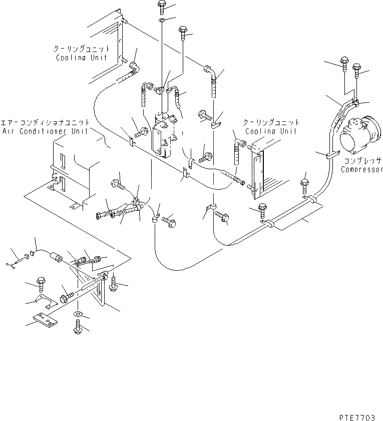 Схема запчастей Komatsu WA450L-3 - КРЕПЛЕНИЕ И ПАТРУБКИ КОНДИЦИОНЕРА (ЛИНИЯ КОМПРЕССОРА) КАБИНА ОПЕРАТОРА И СИСТЕМА УПРАВЛЕНИЯ